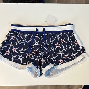 NWT Fabletics Star Pattern Athletic Shorts with Front Tie and Rear Pocket